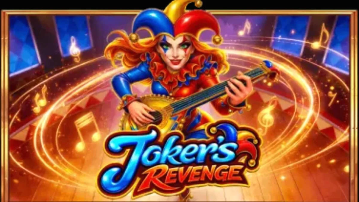 Interface vibrante do slot Joker’s Revenge com temática de arlequim