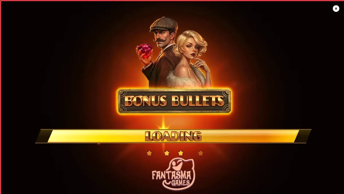 Interface do slot Bonus Bullets com tema de assalto noir
